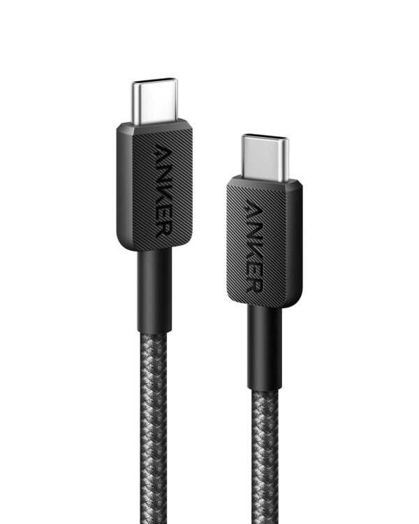 Anker 322 USB-C To USB-C Cable 3ft 60W Nylon Braided Cable Safe charging High-Speed Charging multicolour - Nasmik