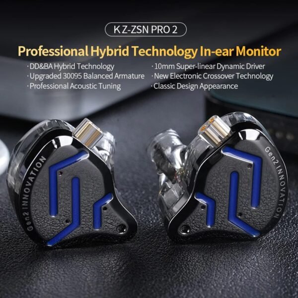 KZ ZSN Pro 2 Hybrid 1BA+1DD Driver Earphones with Detachable Cable