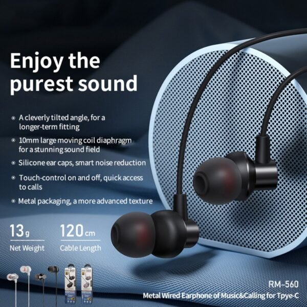REMAX RM-560 Type-C In-Ear Stereo Metal Wired Earphone