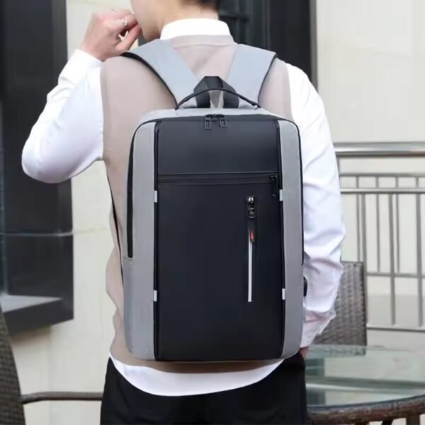 4 PCS Combo Pack Men's Casual Waterproof Laptop Backpack Set College & Computer Bag With Wallet - Silver