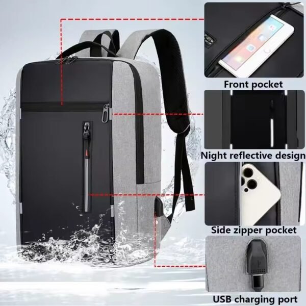 3PCS Combo Pack Men's Casual Waterproof Laptop Backpack Set College & Computer Bag - Silver - Nasmik