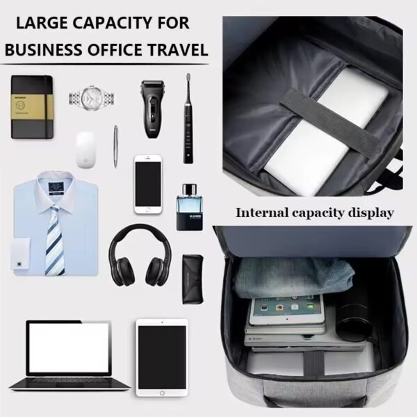 3PCS Combo Pack Men's Casual Waterproof Laptop Backpack Set College & Computer Bag - Silver - Nasmik