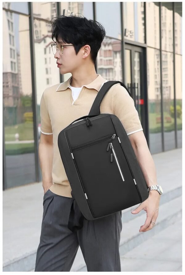 4PCS Combo Pack Men's Casual Waterproof Laptop Backpack Set College & Computer Bag - Black