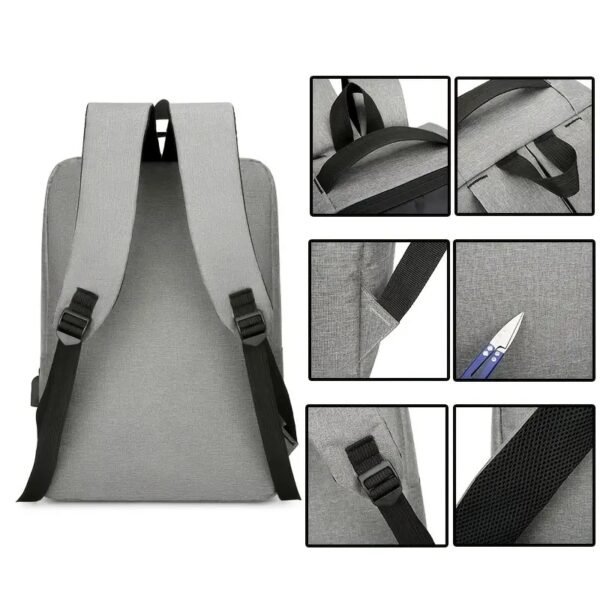 4 PC'S Combo Pack Men's Casual Waterproof Laptop Backpack Set College & Computer Bag With Wallet - Silver