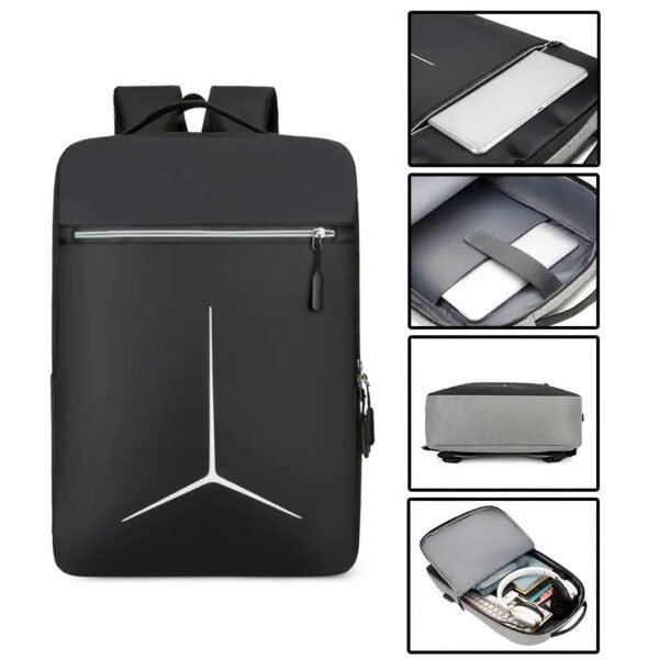4 PC'S Combo Pack Men's Casual Waterproof Laptop Backpack Set College & Computer Bag With Wallet - Silver