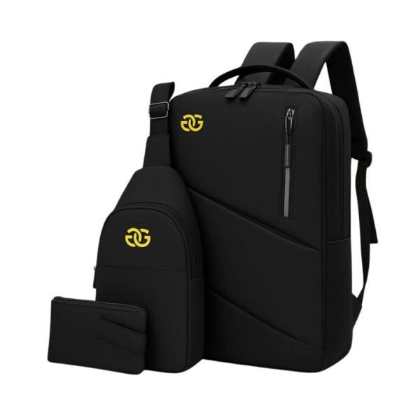 Premium 3-in-1 Laptop Backpack Combo – Waterproof, USB Port, Sling Bag & Wallet for School, College, Office & Travel Bag