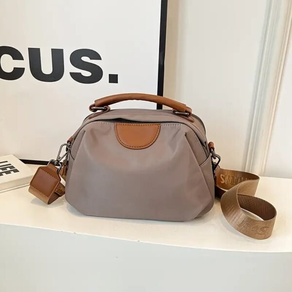 Women's High Quality Waterproof Nylon Crossbody HandBag with Detachable Strap Shoulder Bag (Brown)