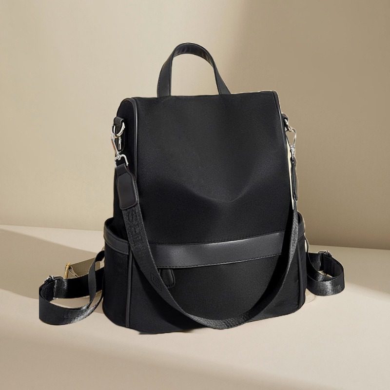 Women’s Waterproof Anti-Theft Nylon Backpack – Multi-Style Travel, Daily & College Bag (Black)