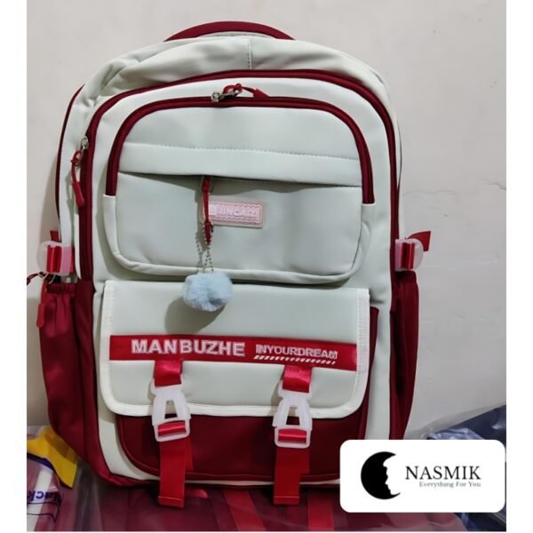 Academy Style Lightweight School Bag & College Backpack – Oxford Softback Laptop Compartment Bag (Red)
