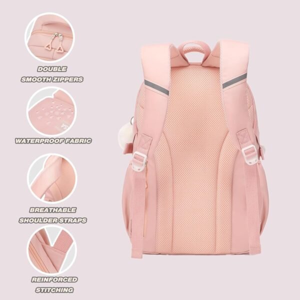 Kids Waterproof School Backpack – Lightweight Oxford Book Bag for Children, Large Capacity with Spine Protection (Pink)