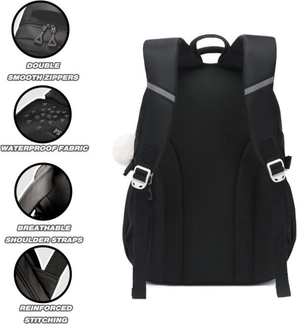 Kids Waterproof School Backpack – Lightweight Oxford Book Bag for Children, Large Capacity with Spine Protection (Black)