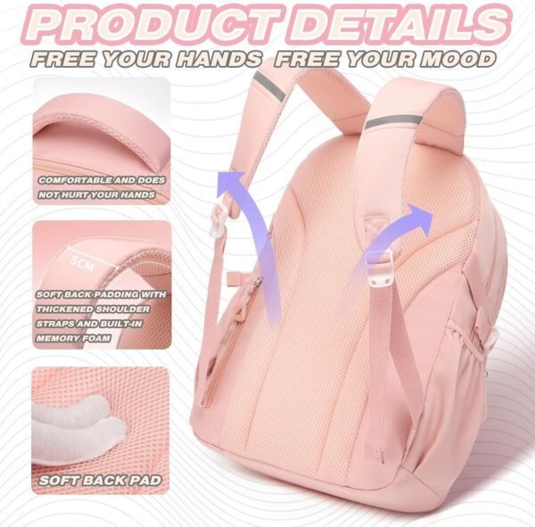Kids Waterproof School Backpack – Lightweight Oxford Book Bag for Children, Large Capacity with Spine Protection (Pink)