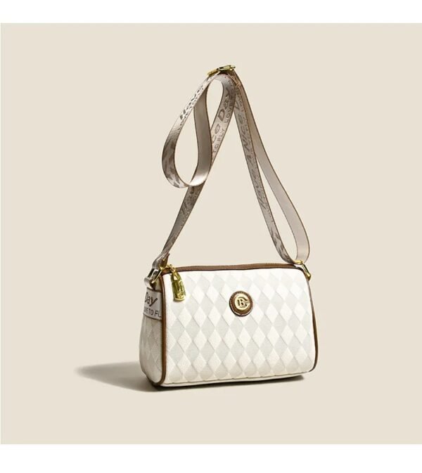 Women’s Lightweight PU Leather Crossbody Handbag – Adjustable Strap Zipper Shoulder Bag (White)