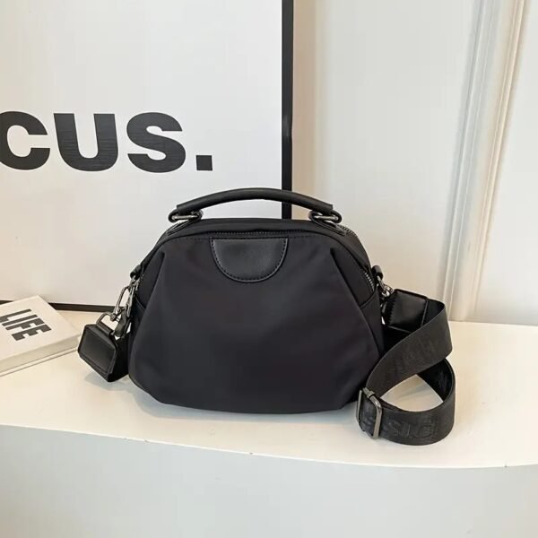 Women's High Quality Waterproof Nylon Crossbody HandBag with Detachable Strap Shoulder Bag (Black)