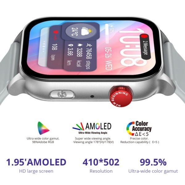 Colmi P78 AMOLED Display Smartwatch IP68 Waterproof, Bluetooth Calling, Long Battery Life Watch