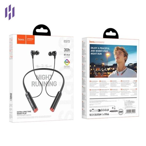 Hoco ES72 Benevolent Bluetooth 5.4 Neckband Earphones – 30H Playback, Lightweight 31.5g, Fast Charging Headset
