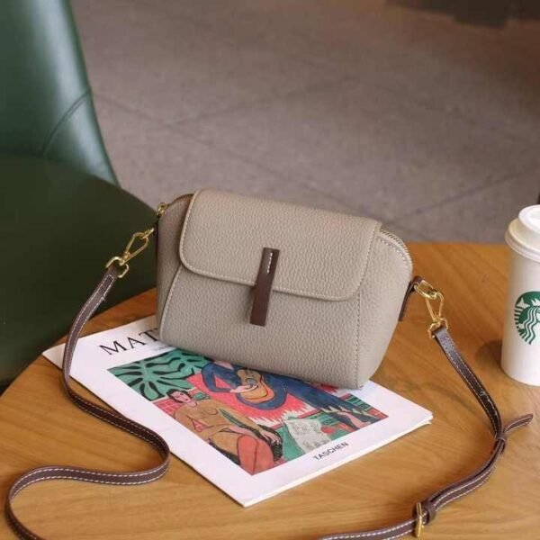 Women's Compact PU Leather Shoulder Bag – Adjustable Strap, Multi-Pocket Design, Fashionable & Waterproof Crossbody Belt Bag-Khaki