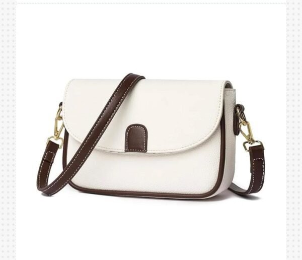 PU Leather Waterproof  Handbag for Women – Small Crossbody, Shoulder Bag with Zipper Pockets(White)