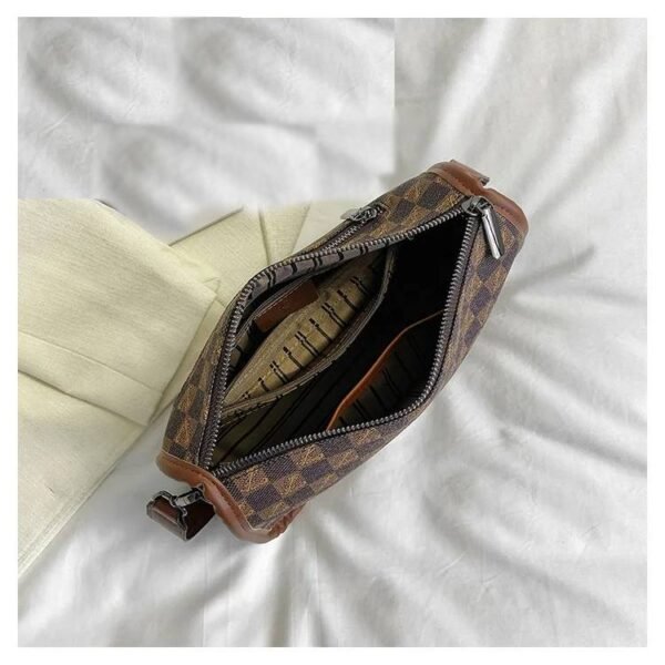 Women’s Urban Plaid PU Leather Boston Handbag – Pillow-Style Shoulder Bag with Dual Straps