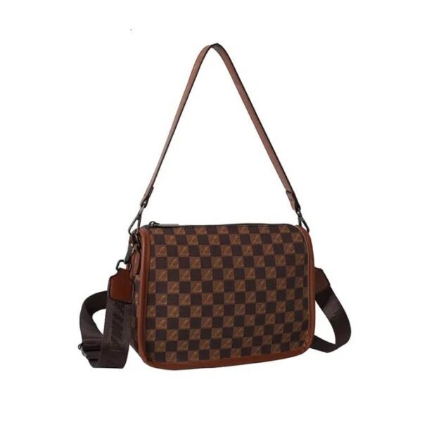 Women’s Urban Plaid PU Leather Boston Handbag – Pillow-Style Shoulder Bag with Dual Straps