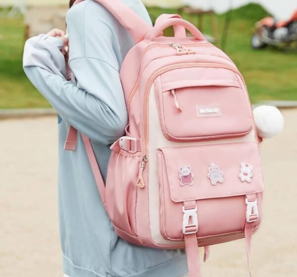 Kids Waterproof School Backpack – Lightweight Oxford Book Bag for Children, Large Capacity with Spine Protection (Pink)