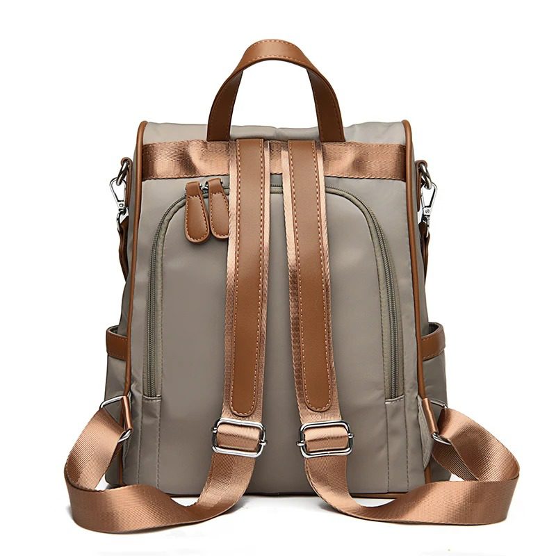 Women’s Waterproof Anti-Theft Nylon Backpack – Multi-Style Travel, Daily & College Bag (Brown)