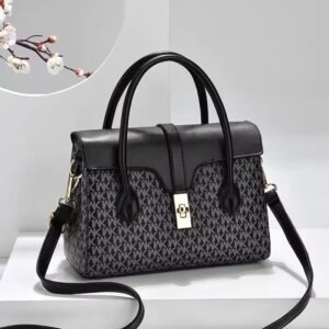 Ergocar Women's Tote Handbag – Stylish PVC Leather Waterproof Shoulder & Crossbody Bag with 3 Chambers, Durable Design-Black