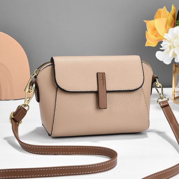 Women's Compact PU Leather Shoulder Bag – Adjustable Strap, Multi-Pocket Design, Fashionable & Waterproof Crossbody Belt Bag-Khaki