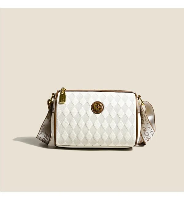 Women’s Lightweight PU Leather Crossbody Handbag – Adjustable Strap Zipper Shoulder Bag (White)