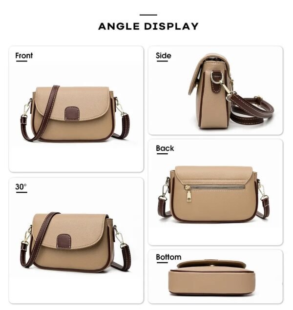 PU Leather Waterproof  Handbag for Women – Small Crossbody, Shoulder Bag with Zipper Pockets(Brown)