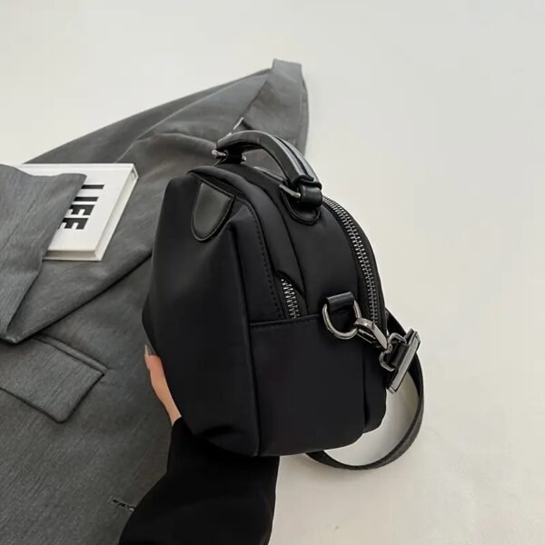 Women's High Quality Waterproof Nylon Crossbody HandBag with Detachable Strap Shoulder Bag (Black)