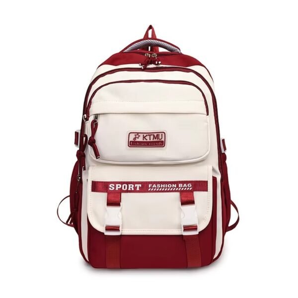 Academy Style Lightweight School & College Backpack – Oxford Softback Laptop Compartment Bag (Red)