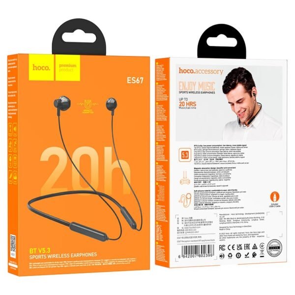 HOCO ES67 Bluetooth Wireless Neckband Bluetooth 5.3 20H Playtime IPX5 Waterproof Headset