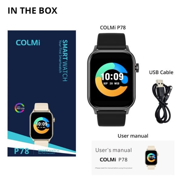 Colmi P78 AMOLED Display Smartwatch IP68 Waterproof, Bluetooth Calling, Long Battery Life Watch
