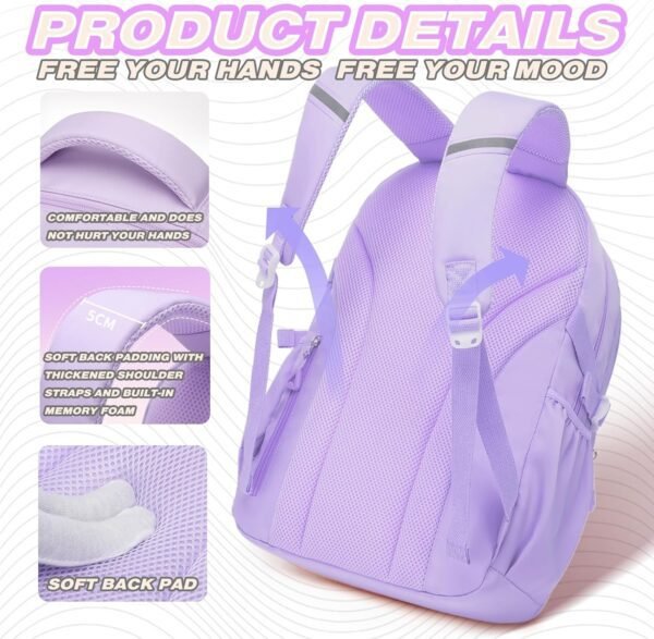 Kids Waterproof School Backpack – Lightweight Oxford Book Bag for Children, Large Capacity with Spine Protection (Purple)