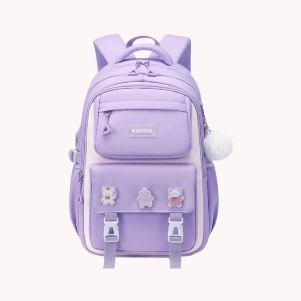 Kids Waterproof School Backpack – Lightweight Oxford Book Bag for Children, Large Capacity with Spine Protection (Purple)