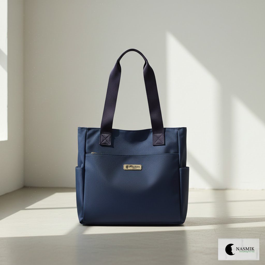 Women’s Nice Coat Leather Shoulder Handbag – Large Capacity Fashion Tote Bag (Blue)