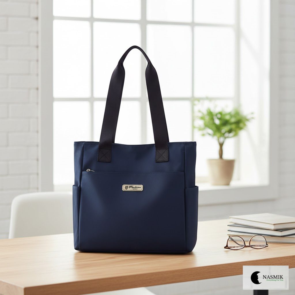 Women’s Nice Coat Leather Shoulder Handbag – Large Capacity Fashion Tote Bag (Blue)
