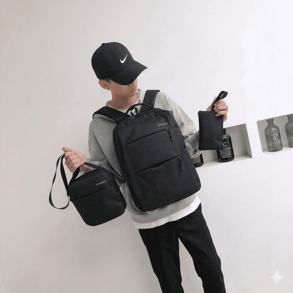 4PCS Laptop Anti-Theft USB-Compatible BackPack with Water Bottle