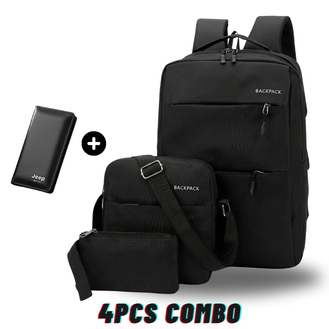 4PCS Laptop Anti-Theft USB-Compatible BackPack for men and women