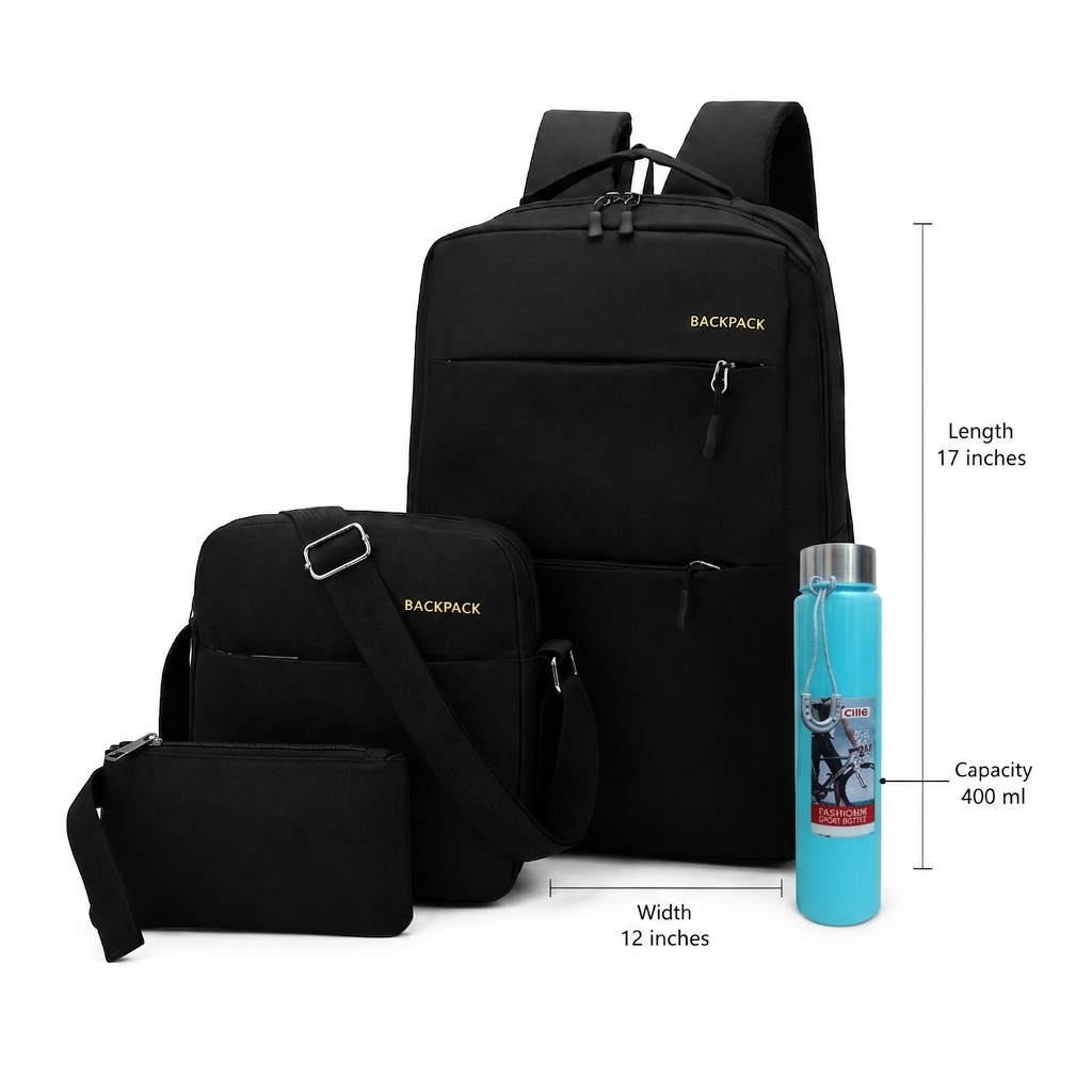 3PCS Laptop Anti-Theft BackPack with Water Bottle