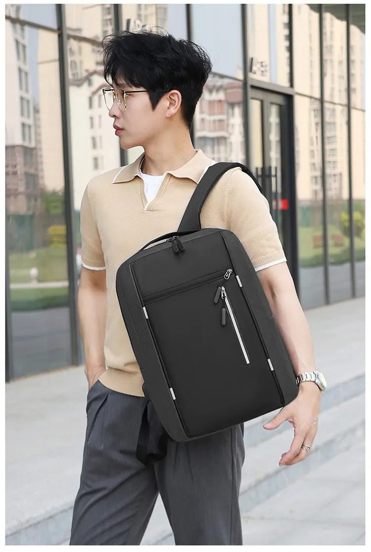 4PCS black Men’s Casual Backpack Combo + Water bottle